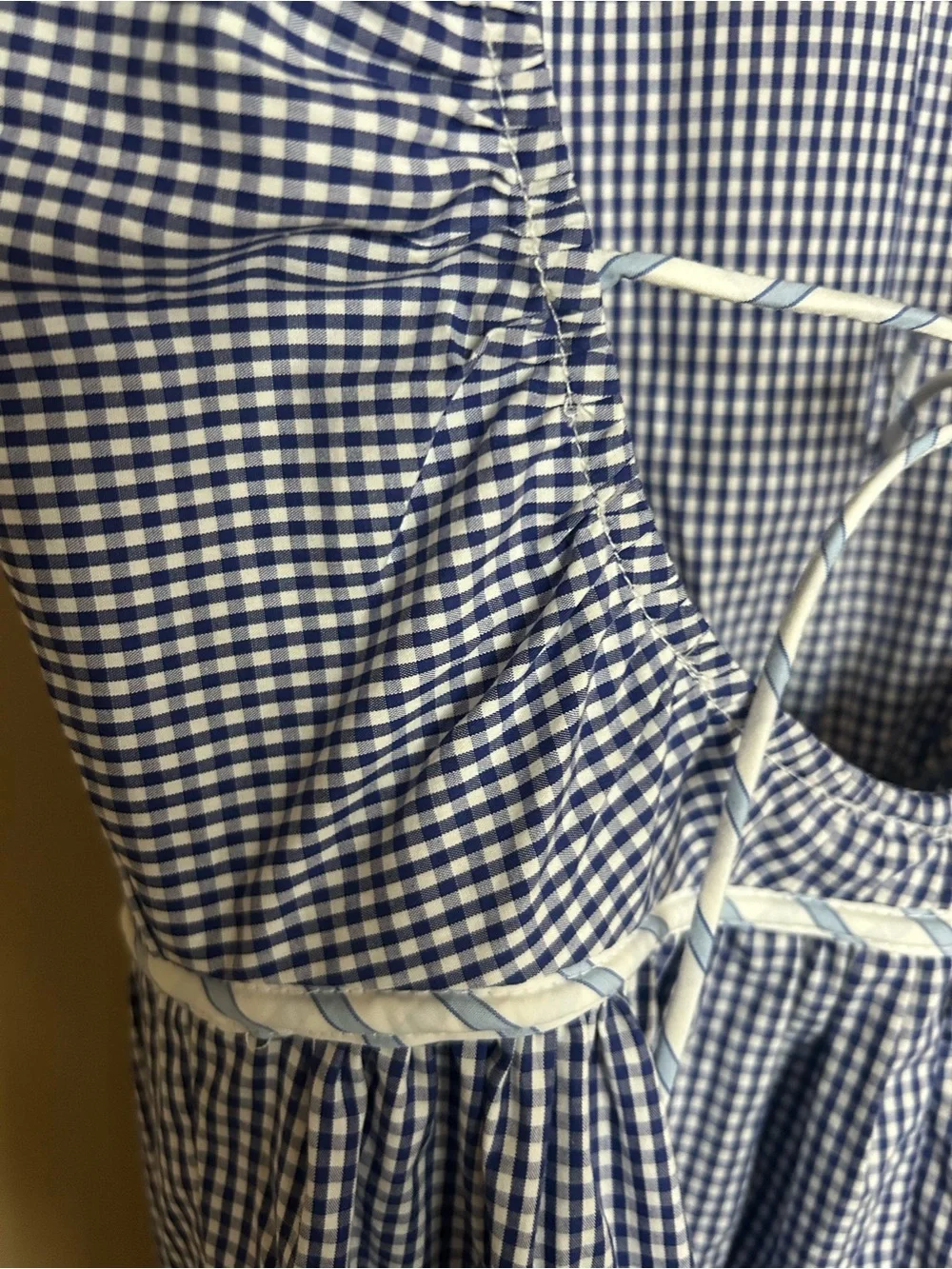 J. Crew Blue Gingham Backless Midi Dress